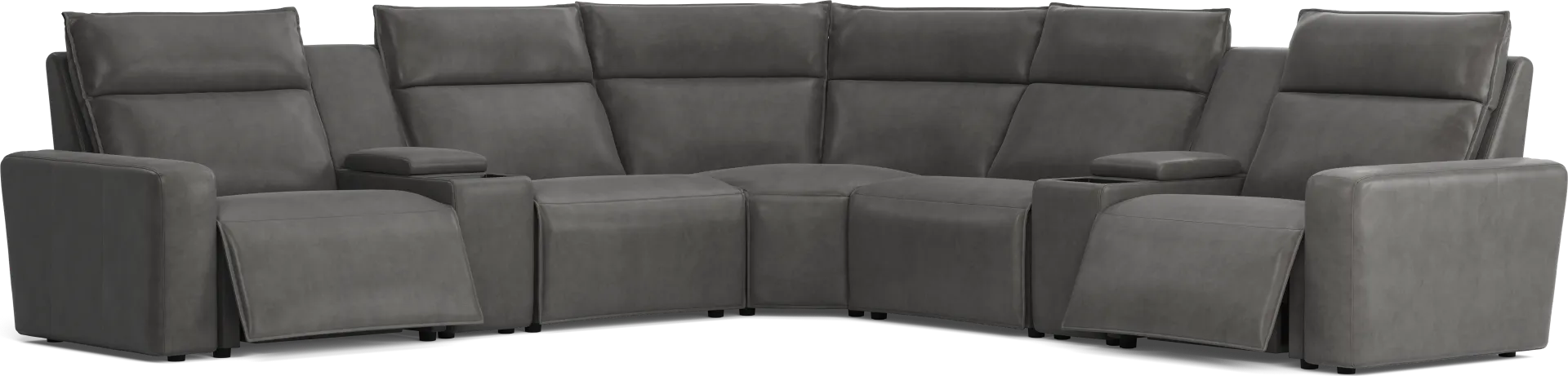 Charcoal 7 Pc Dual Power Reclining ModularTwo with Media Consoles
