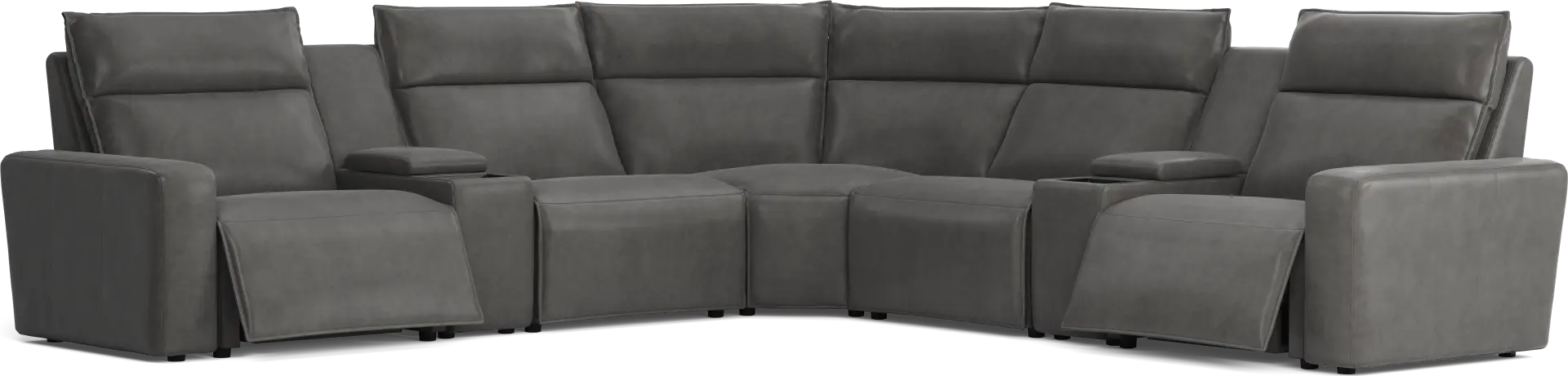 Charcoal 7 Pc Dual Power Reclining ModularTwo with Media Consoles