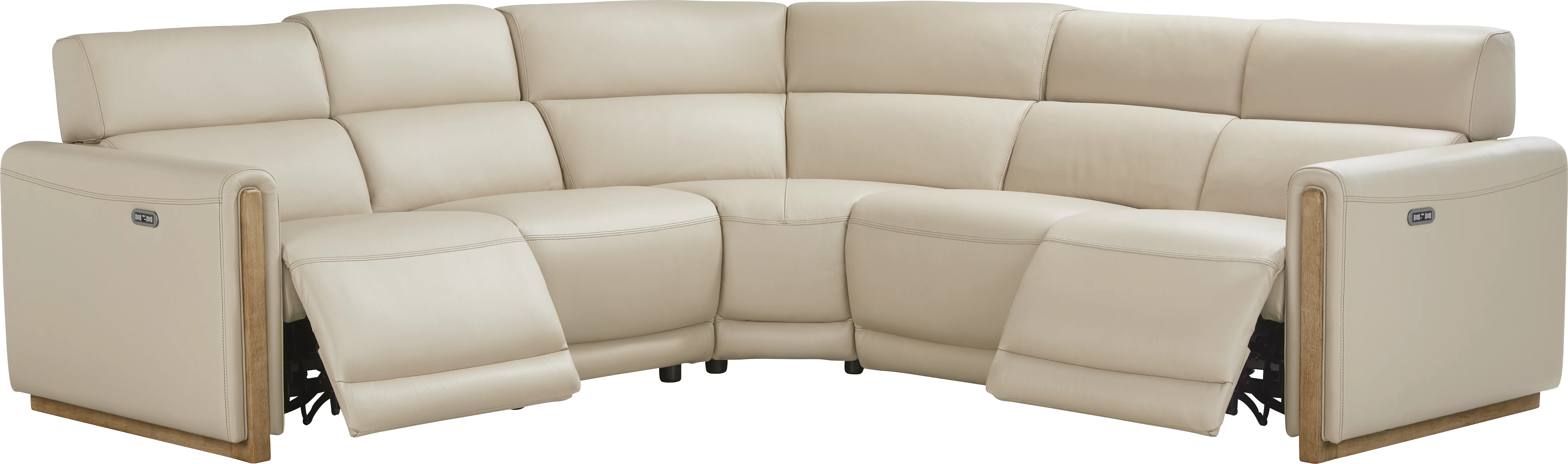 Stefano Taupe Leather 5 Pc Dual Power Reclining Sectional - Thumbnail - Image 1