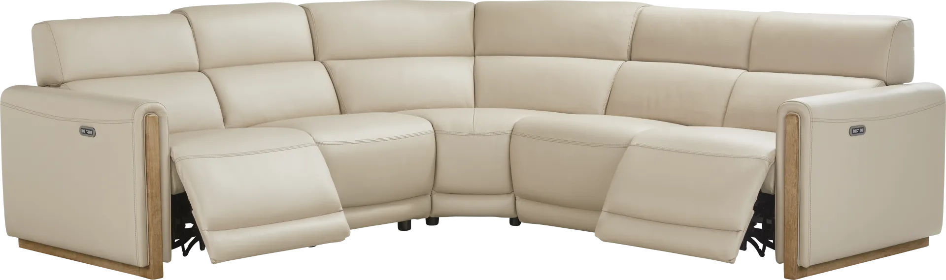 Stefano Taupe Leather 5 Pc Dual Power Reclining Sectional - Image 1