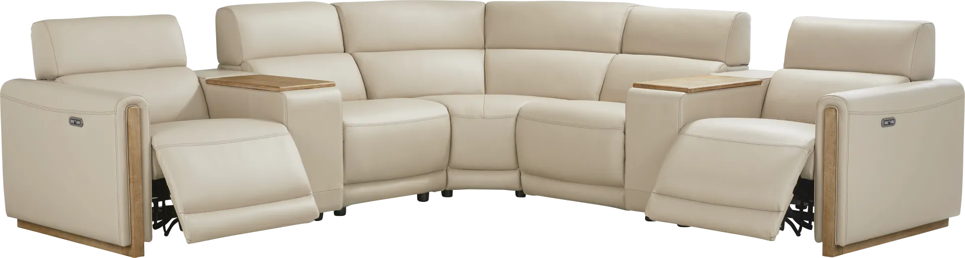 Stefano Almond Leather 7 Pc Dual Power Reclining Sectional - Image 1