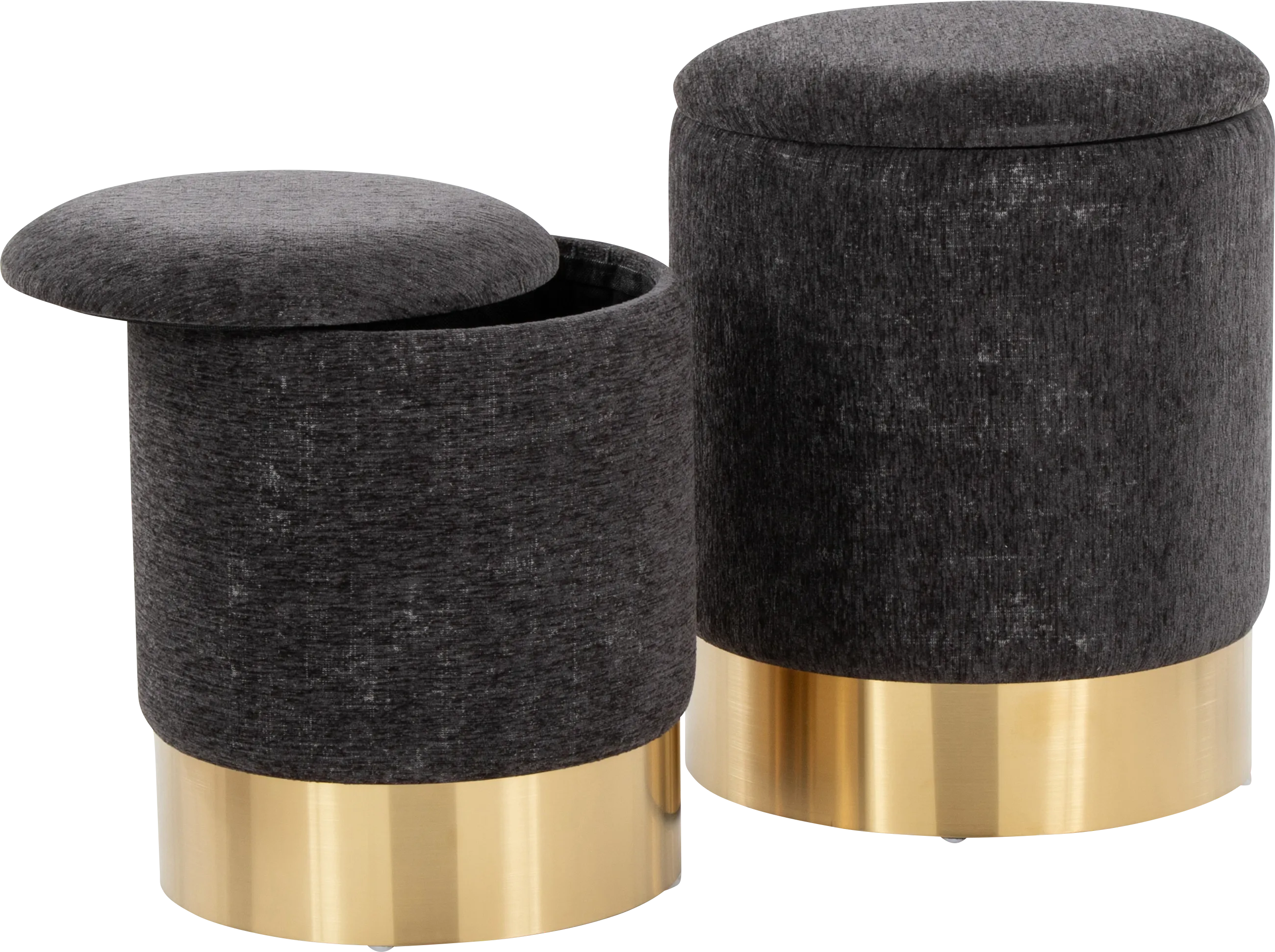 Pearlie Black Ottoman, Set of 2 - Thumbnail - Image 1