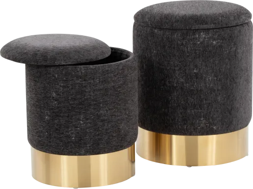 Pearlie Black Ottoman, Set of 2
