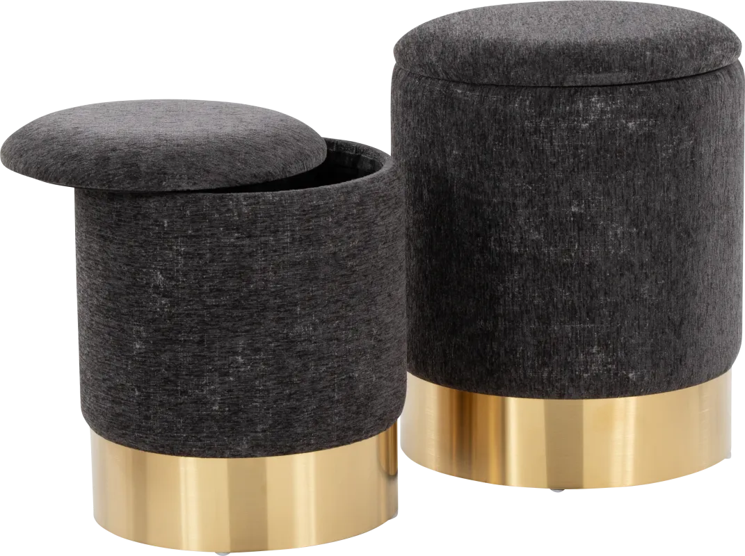 Pearlie Black Ottoman, Set of 2