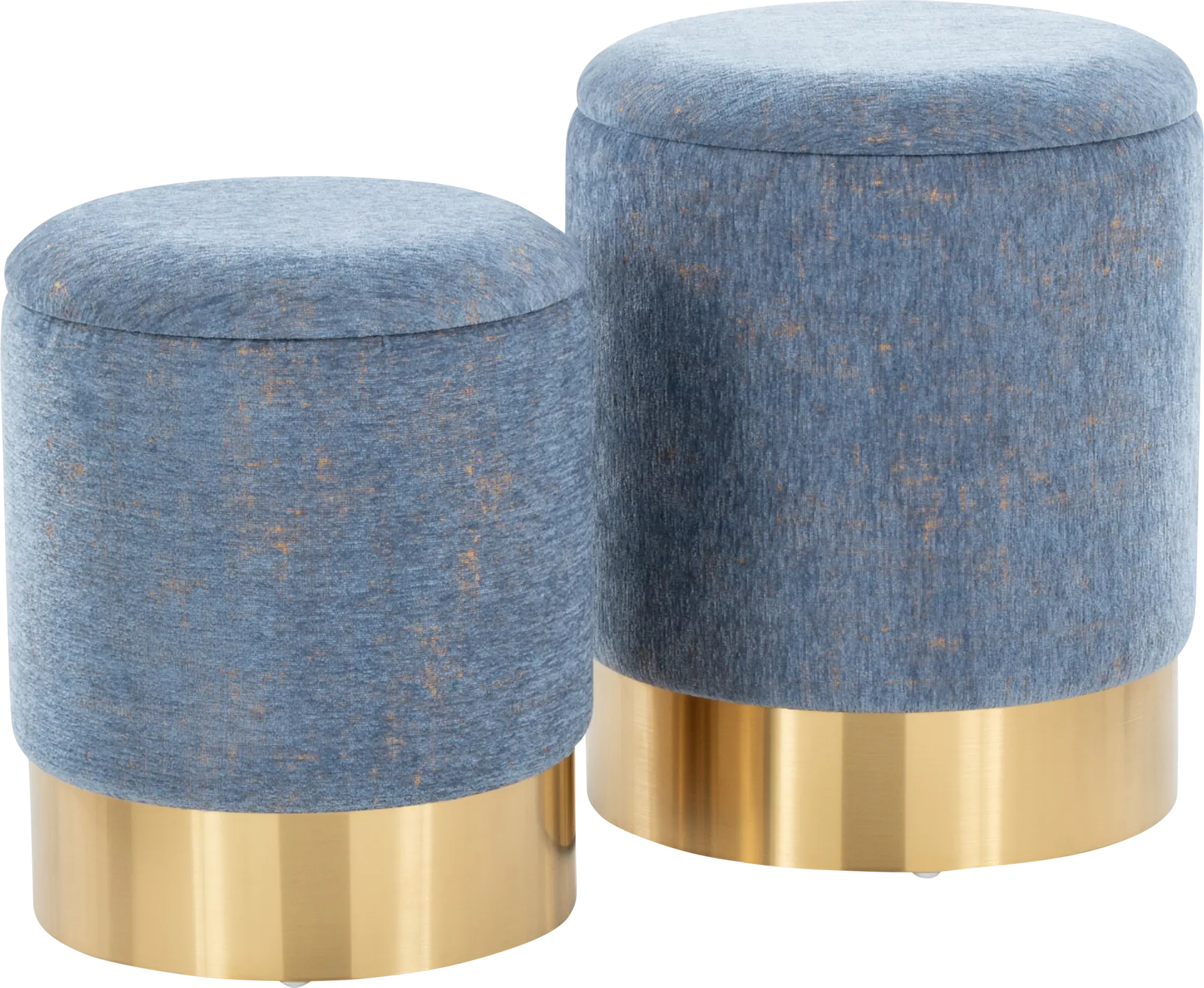 Pearlie Blue Ottoman, Set of 2