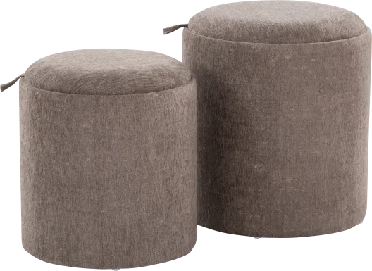 Traymore Brown Ottoman, Set of 2