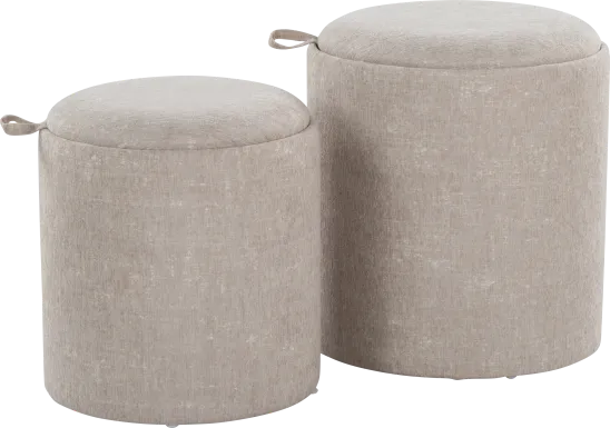 Traymore Light Brown Ottoman, Set of 2