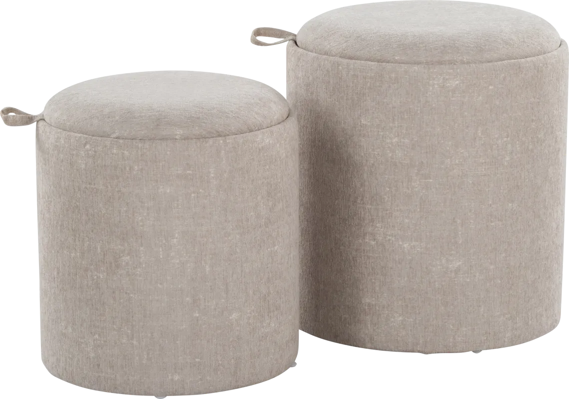 Traymore Light Brown Ottoman, Set of 2