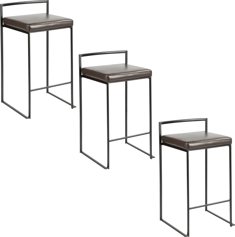 Sora II Brown Counter Height Stool, Set of 3