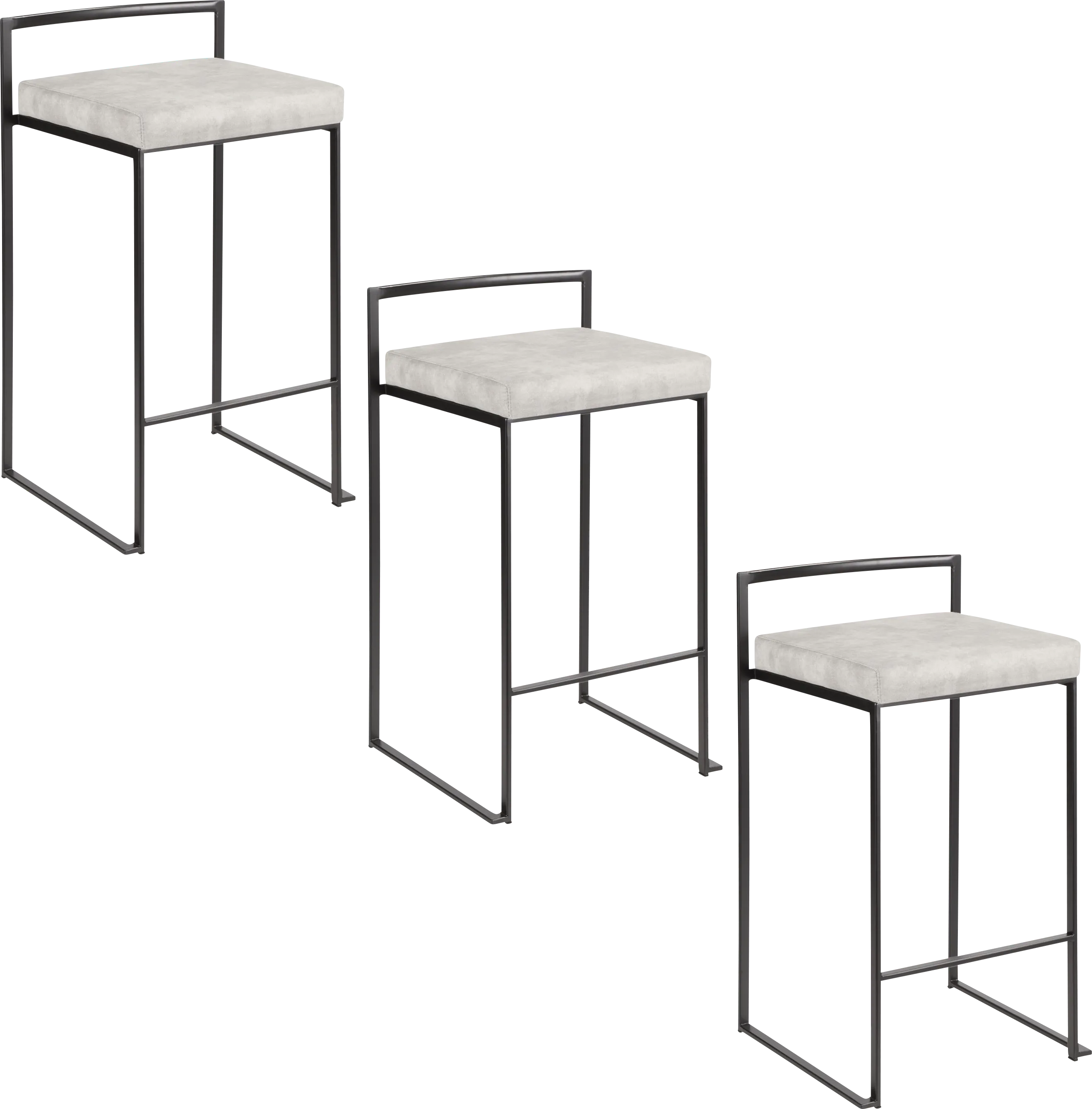 Sora II Gray Counter Height Stool, Set of 3 - Thumbnail - Image 1