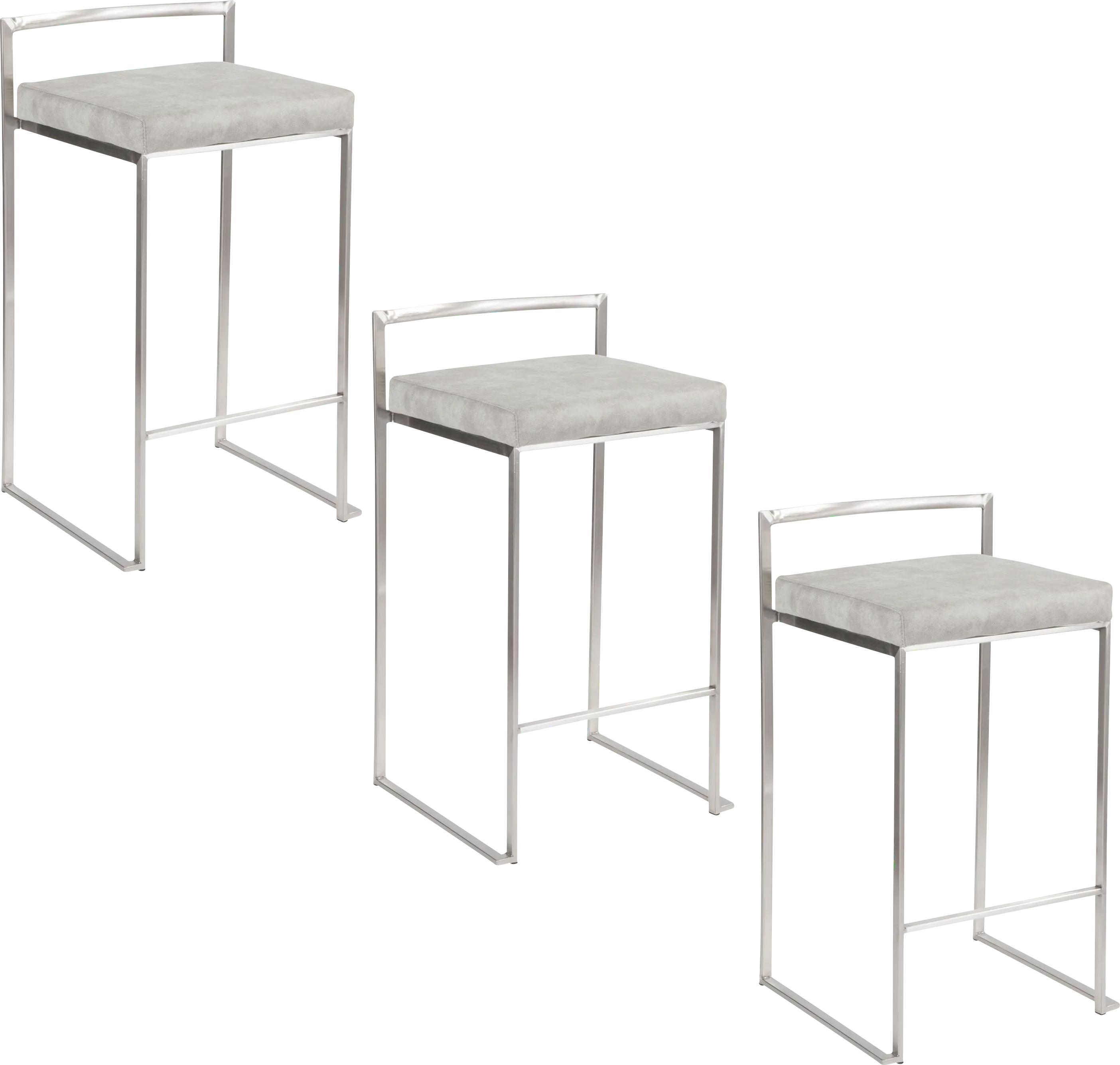 Sora III Gray Counter Height Stool, Set of 3 - Thumbnail - Image 1