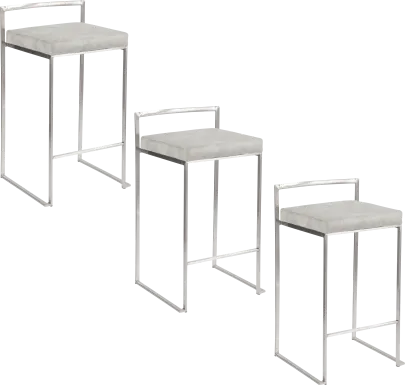 Sora III Gray Counter Height Stool, Set of 3