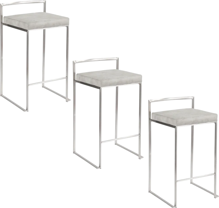 Sora III Gray Counter Height Stool, Set of 3