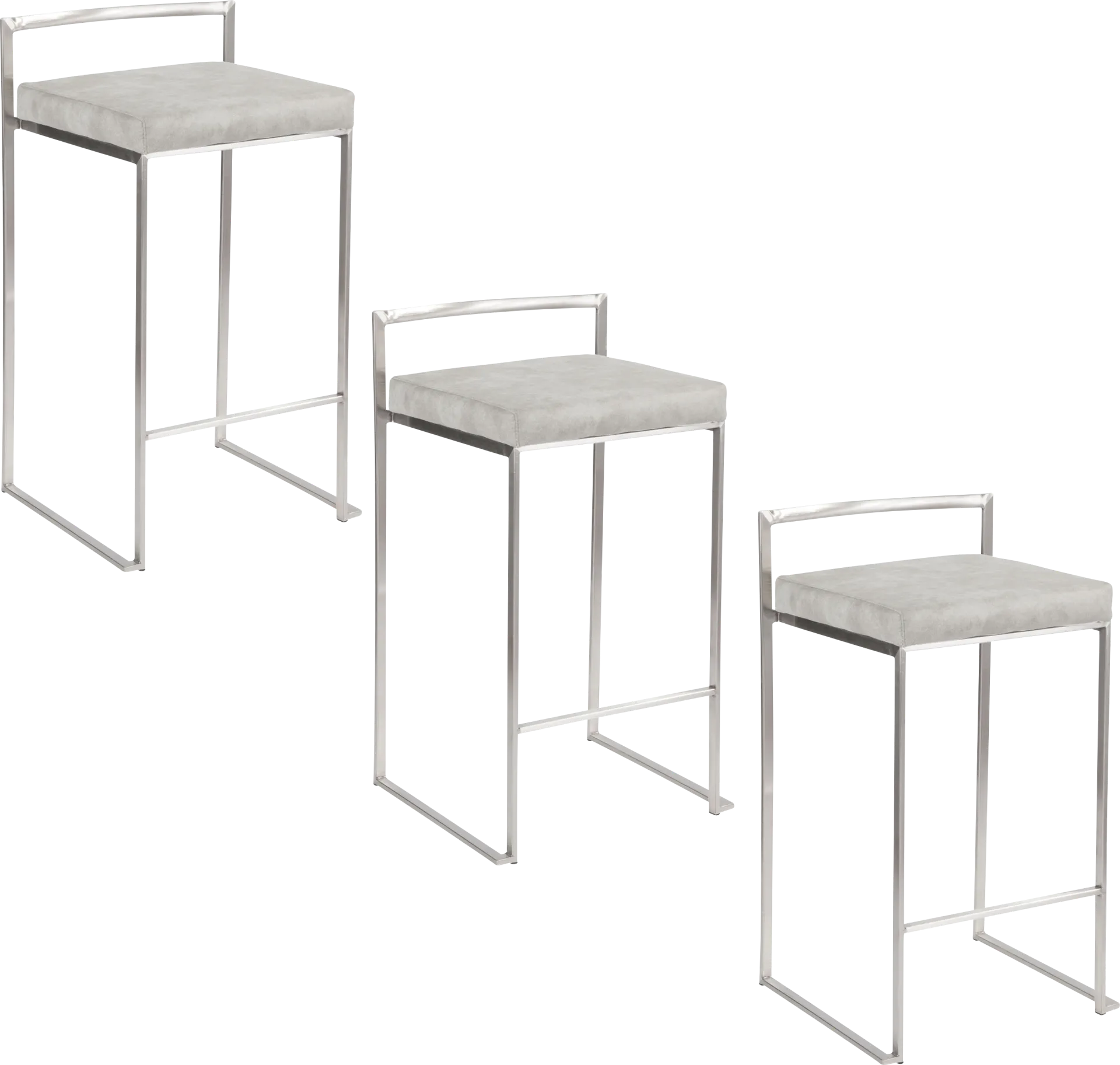 Sora III Gray Counter Height Stool, Set of 3 - Image 1