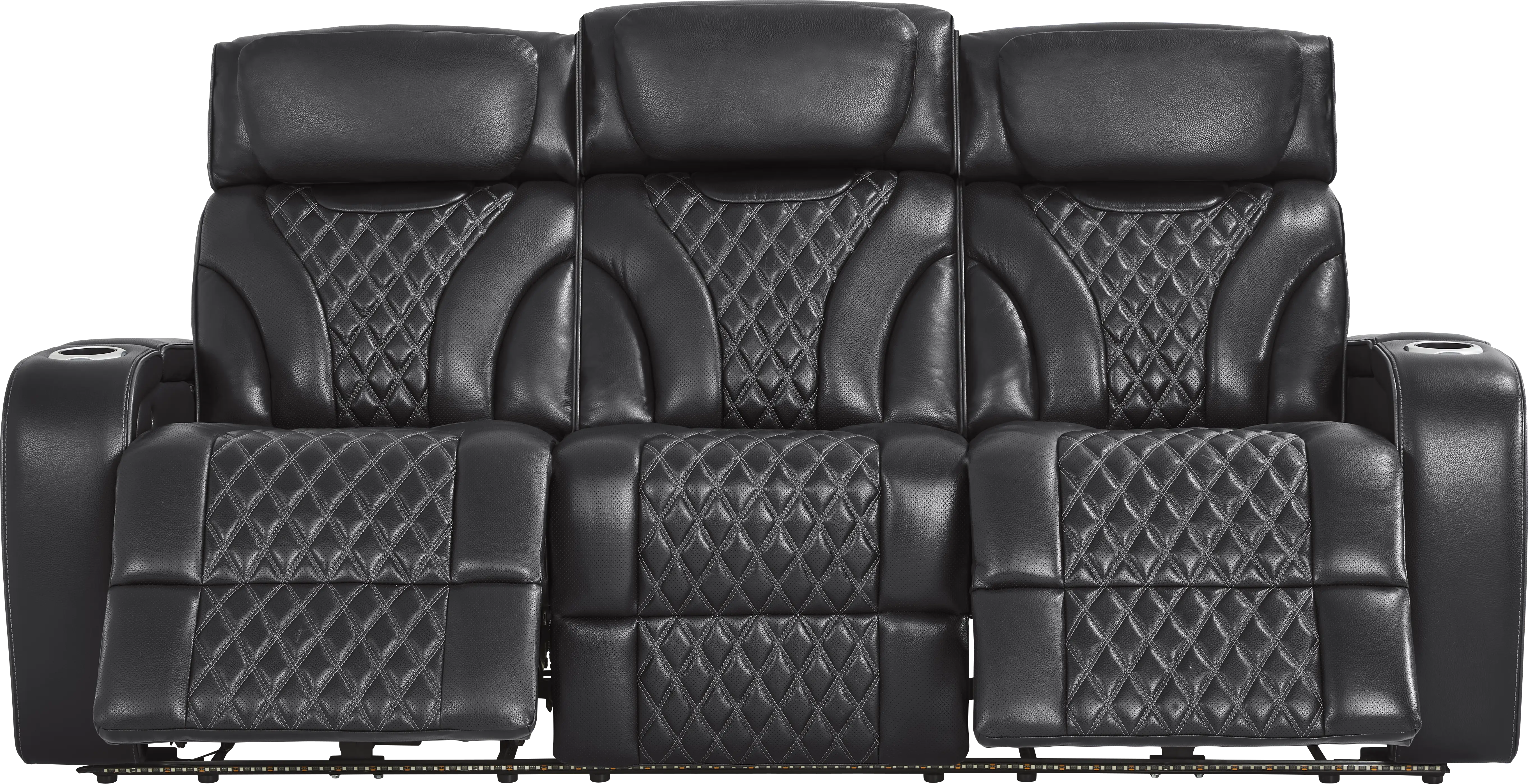 Horizon Ridge Black Leather 7 Pc Living Room with Triple Power Reclining Sofa - Thumbnail - Image 2