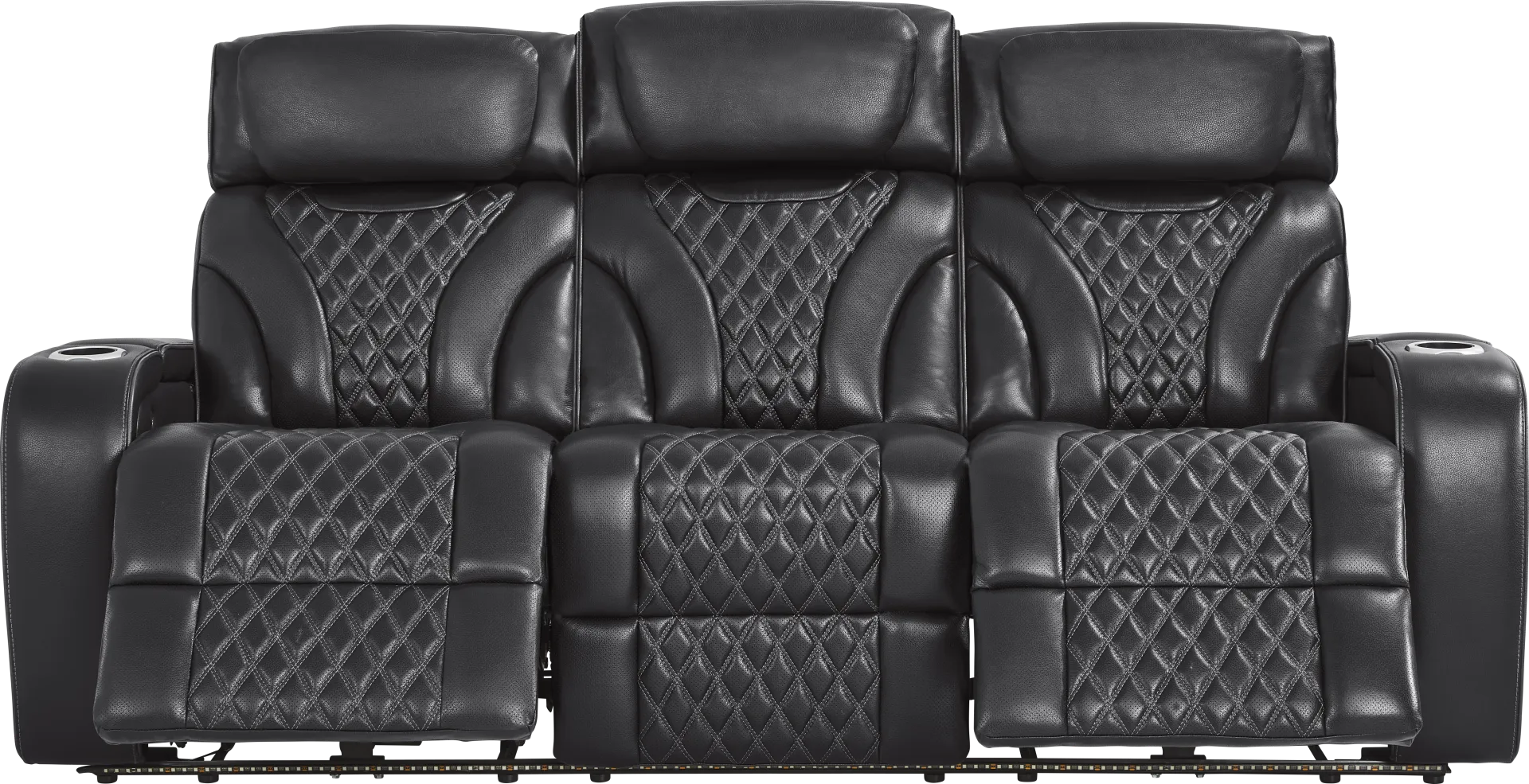 Horizon Ridge Black Leather 7 Pc Living Room with Triple Power Reclining Sofa - Image 2