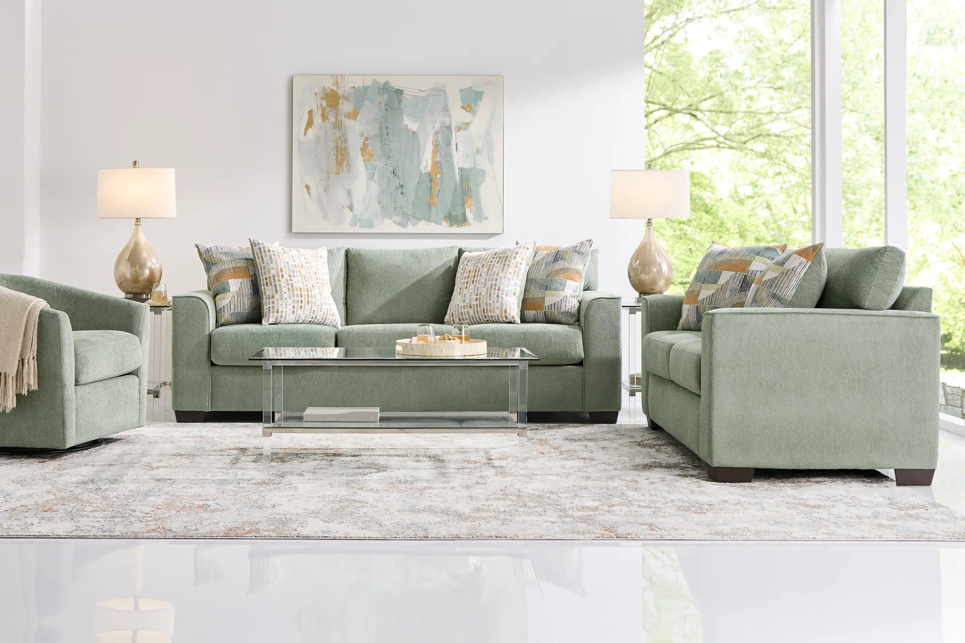 Delcrest Green 8 Pc Living Room - Image 1