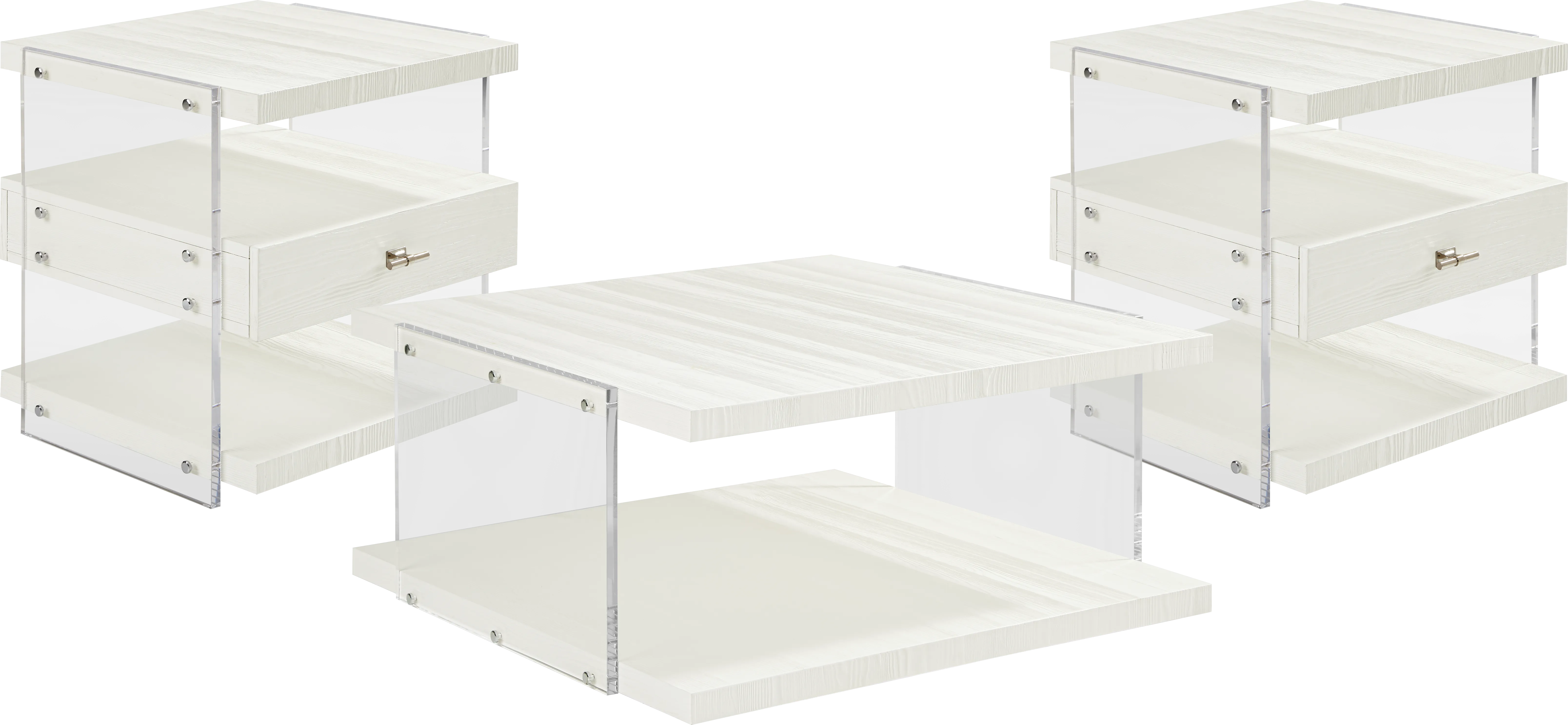 Aruba White 3 Pc Table Set - Thumbnail - Image 1
