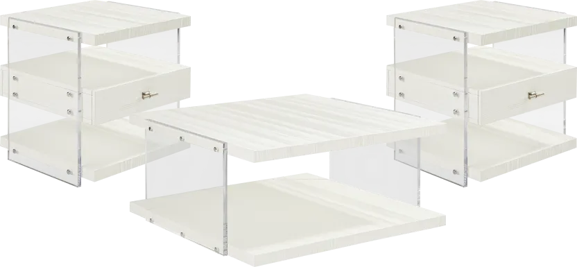 Aruba White 3 Pc Table Set