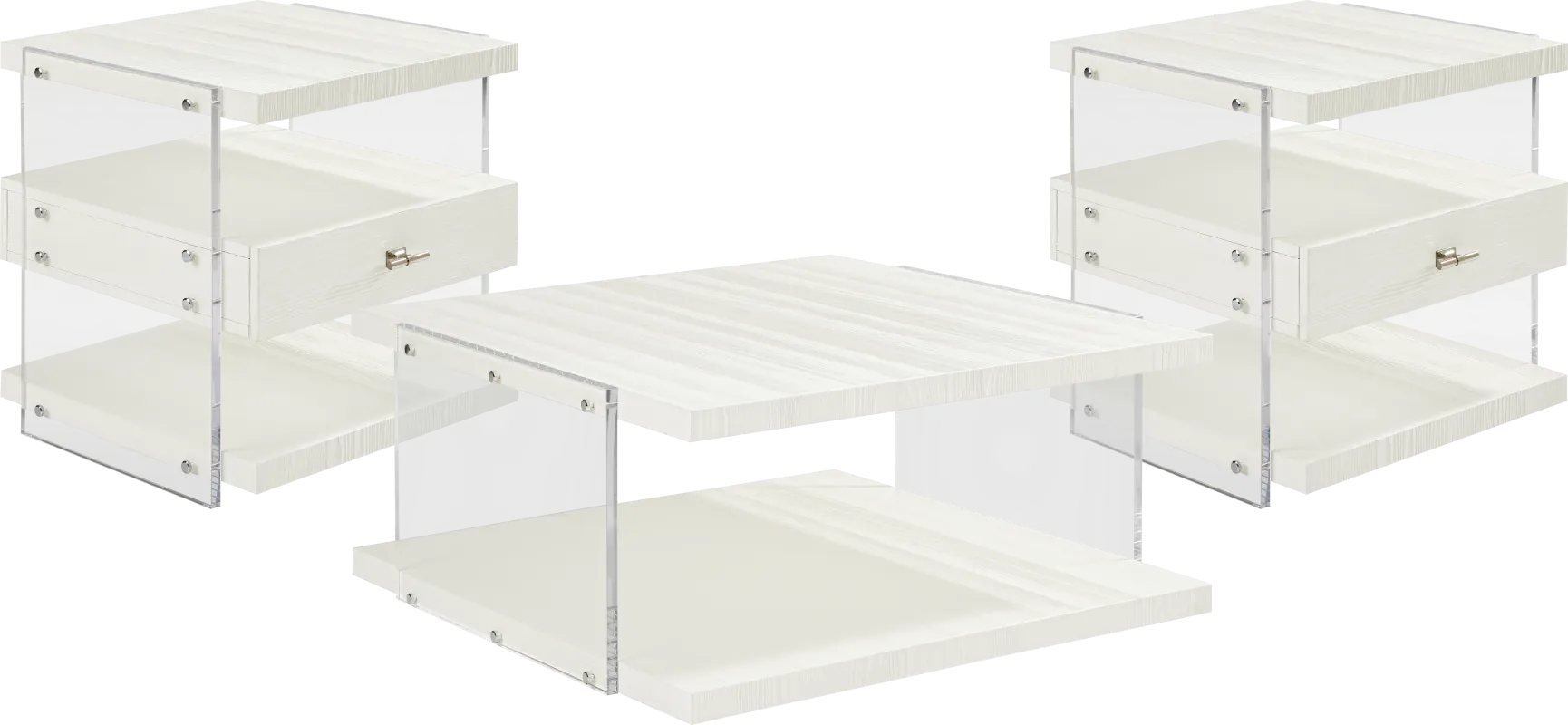 Aruba White 3 Pc Table Set
