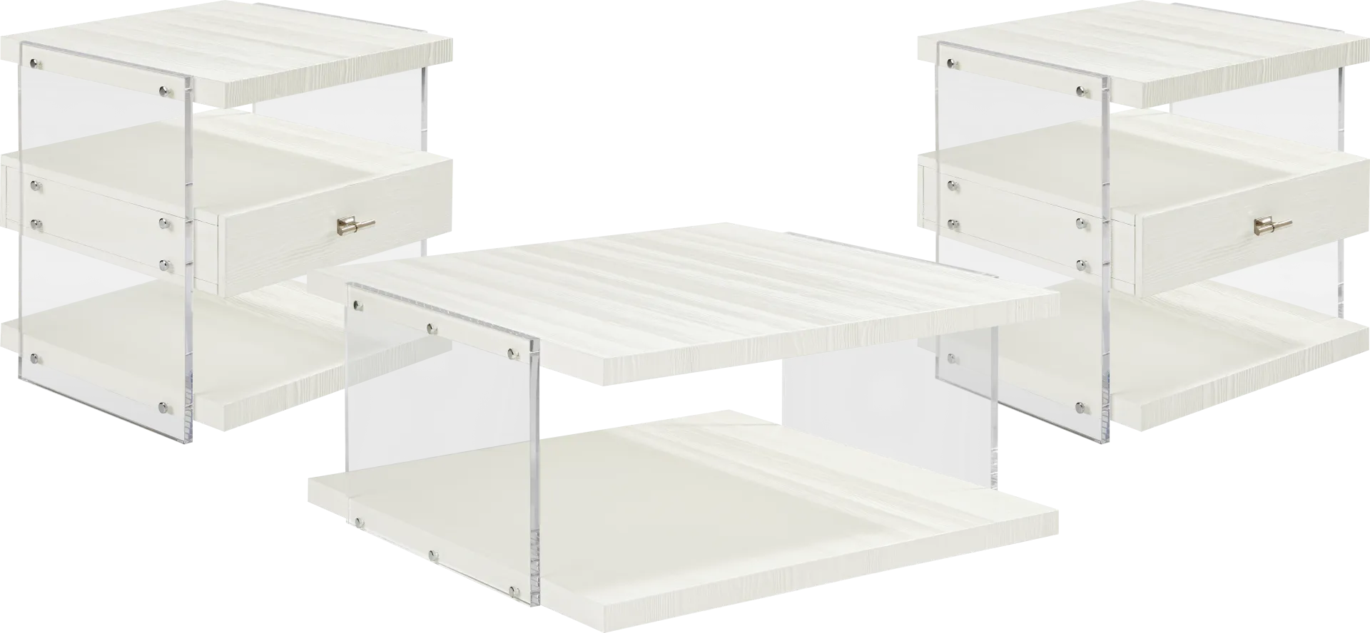 Aruba White 3 Pc Table Set - Image 1