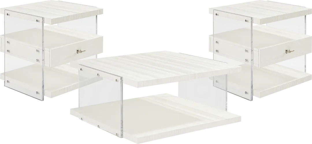 Aruba White 3 Pc Table Set