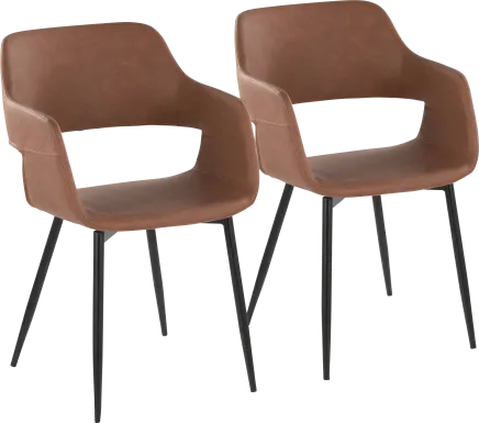 Naibor II Brown Arm Chair, Set of 2