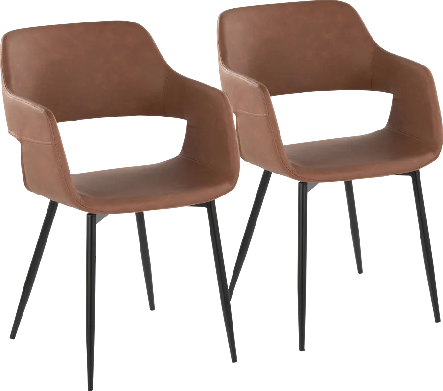Naibor II Brown Arm Chair, Set of 2