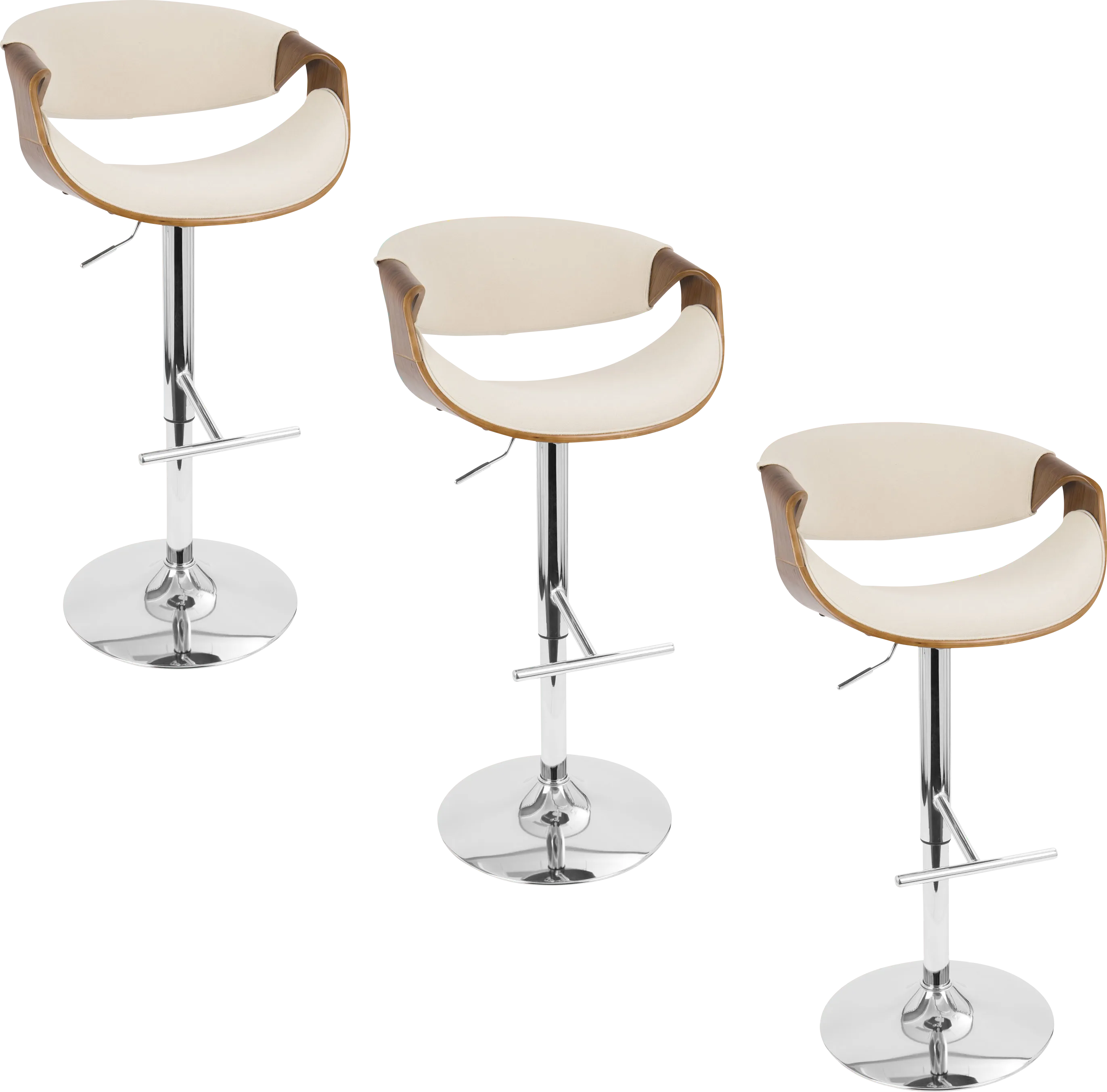 Trefore Cream Adjustable Swivel Barstool, Set of 3 - Thumbnail - Image 1