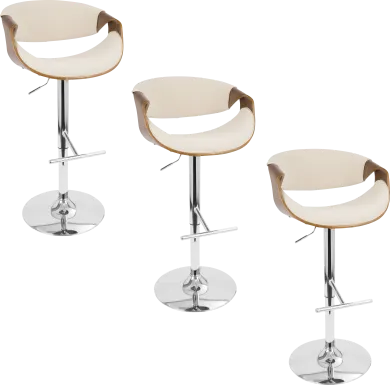 Trefore Cream Adjustable Swivel Barstool, Set of 3