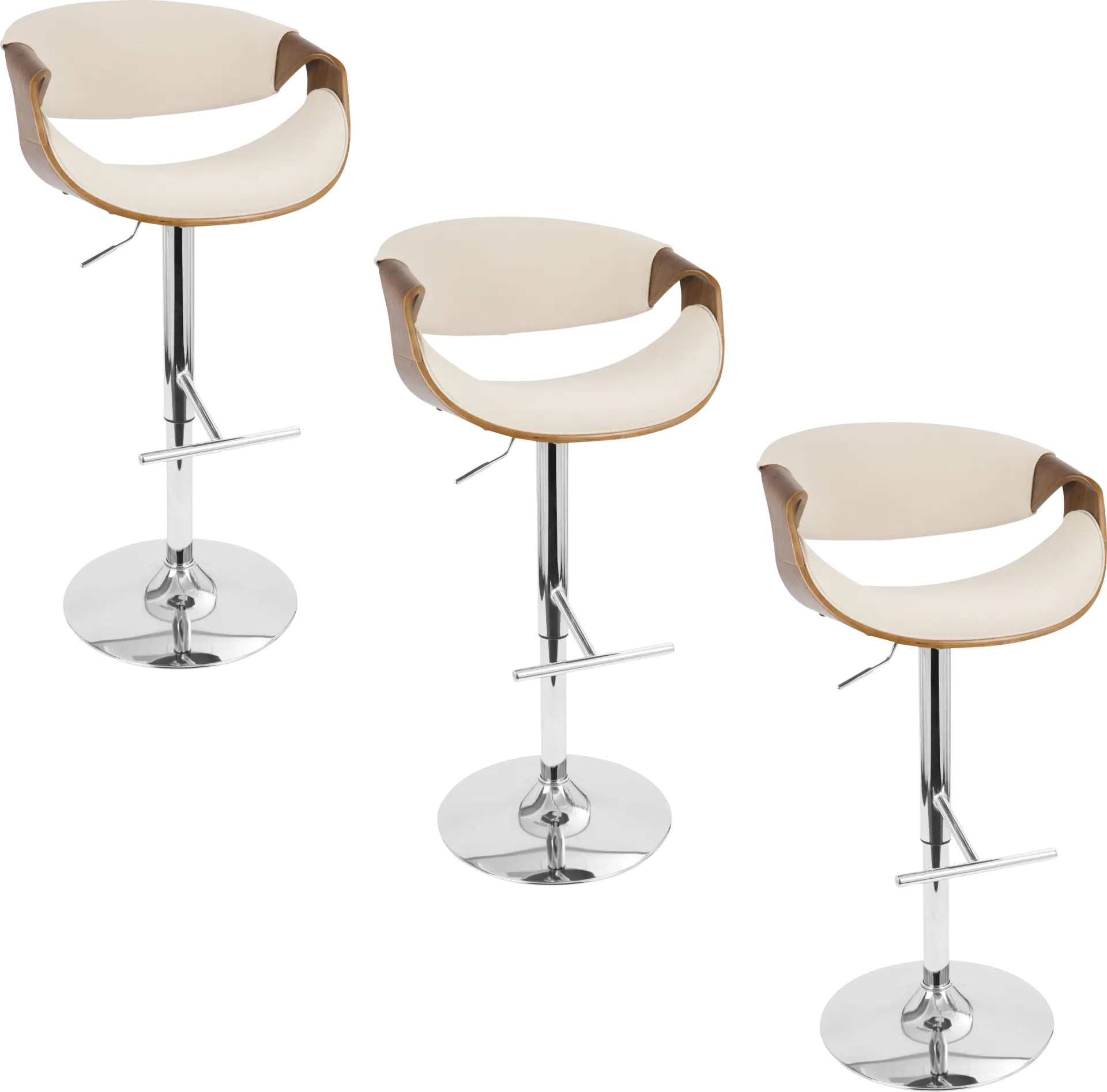 Trefore Cream Adjustable Swivel Barstool, Set of 3