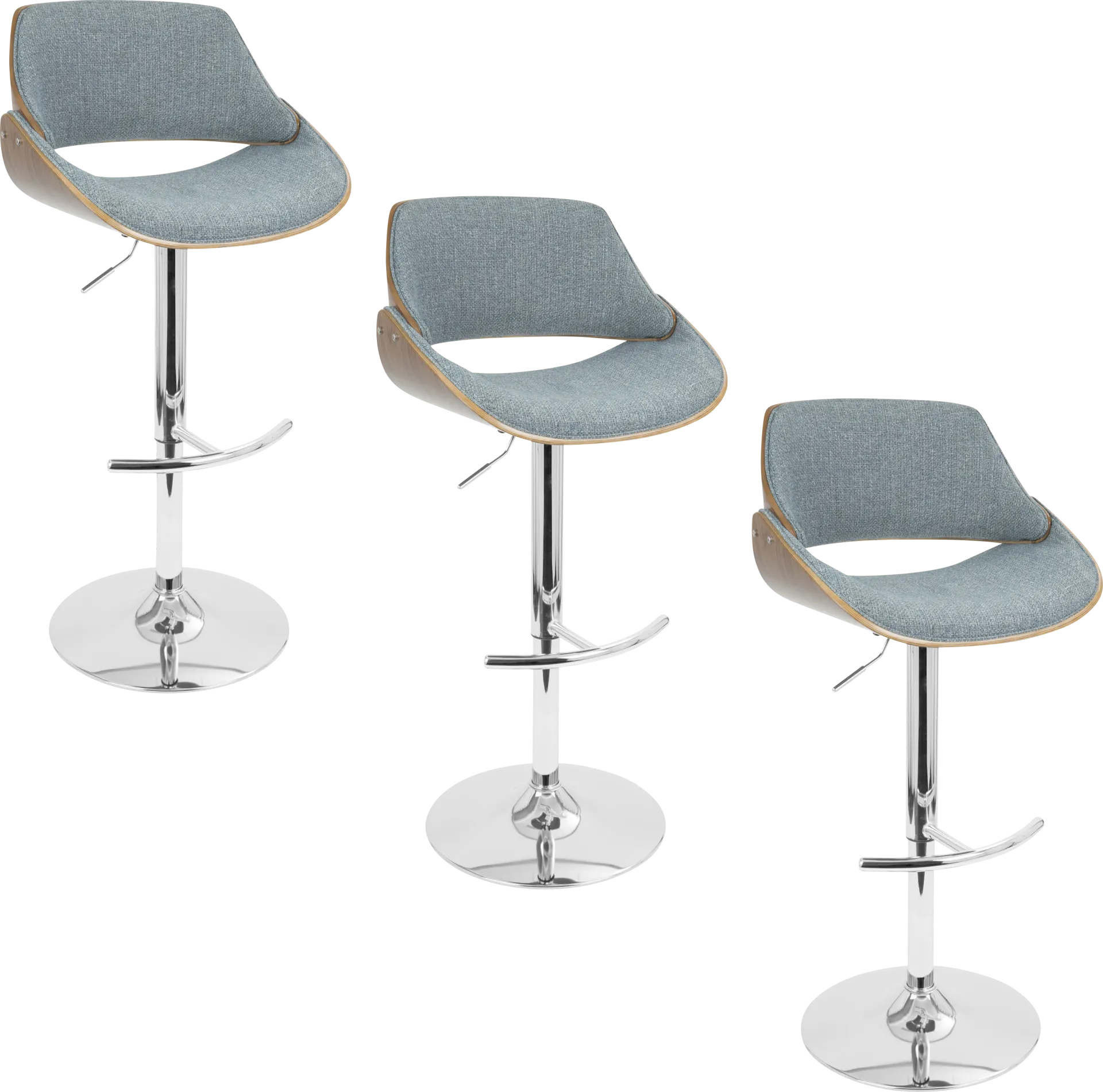 Willmann Blue Adjustable Swivel Barstool, Set of 3 - Image 1