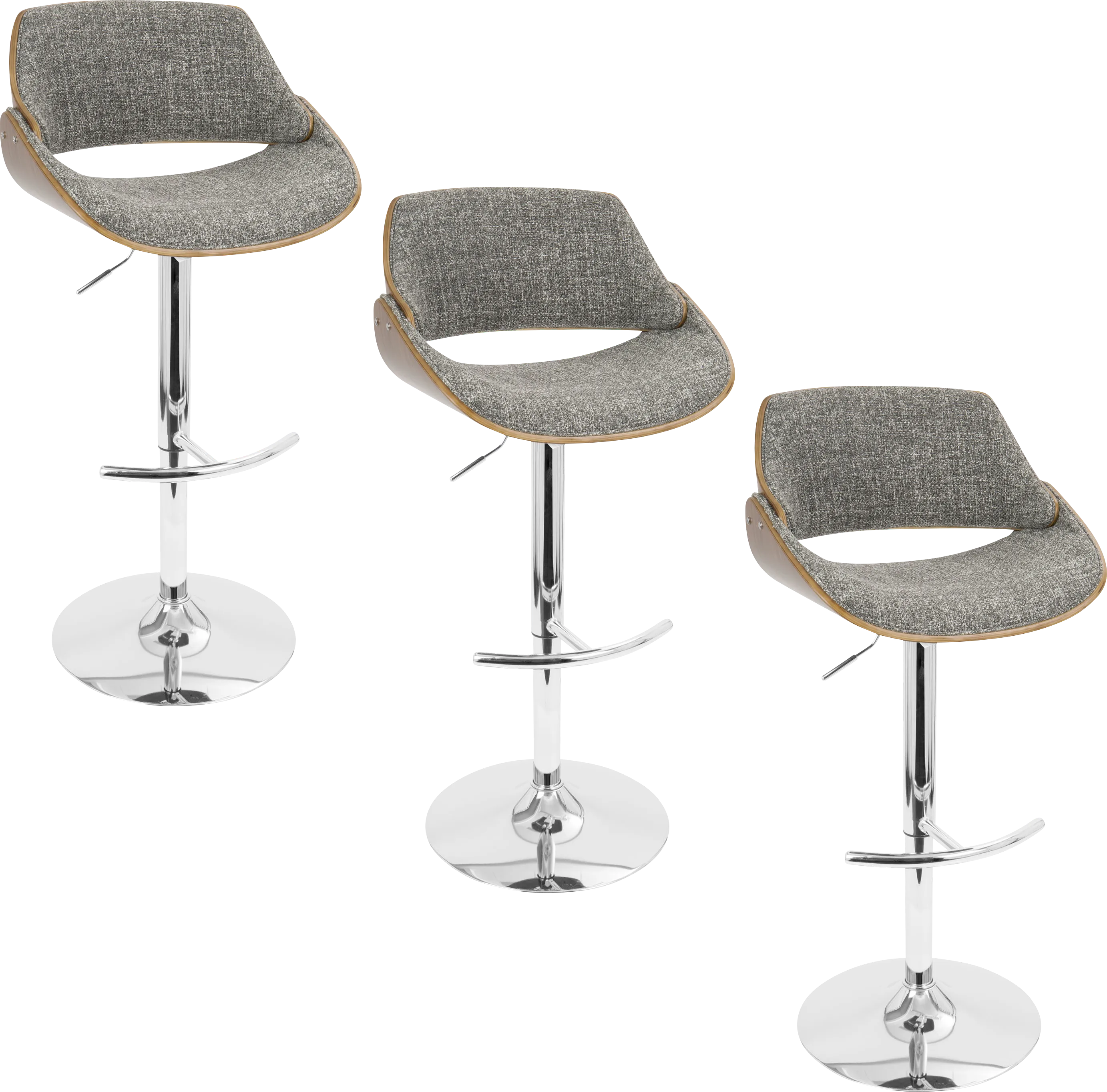 Torlina Gray Adjustable Swivel Barstool, Set of 3 - Thumbnail - Image 1