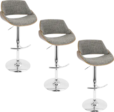Torlina Gray Adjustable Swivel Barstool, Set of 3