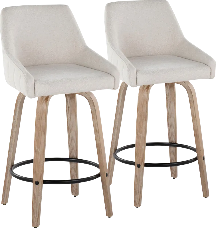 Ashlynd III Cream Swivel Counter Height Stool, Set of 2