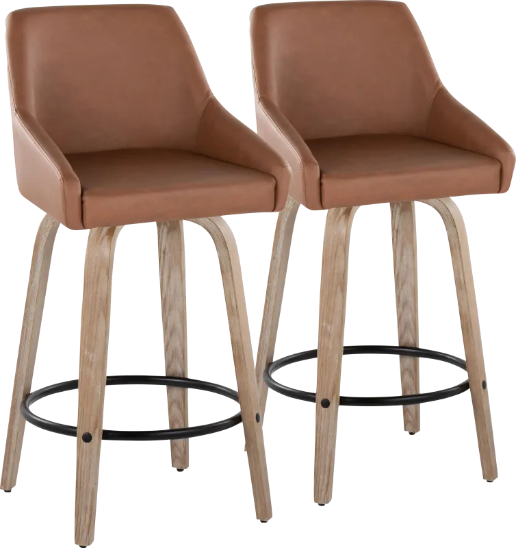 Ashlynd III Camel Swivel Counter Height Stool, Set of 2