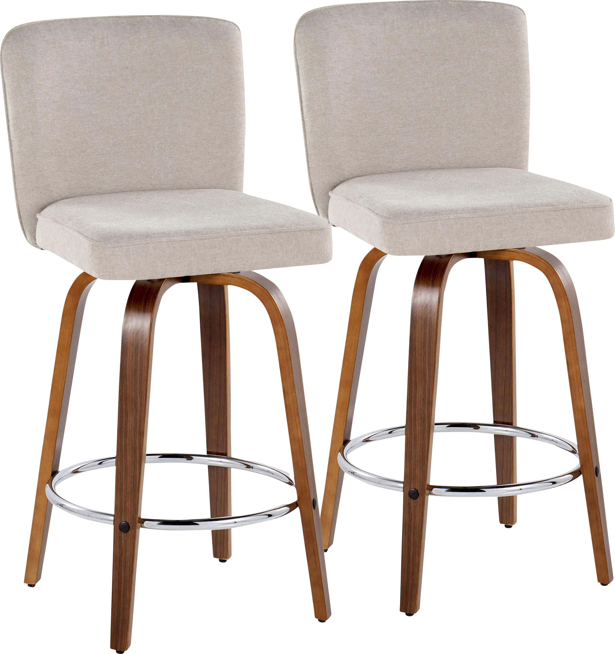 Marcei IV Beige Swivel Counter Height Stool, Set of 2 - Thumbnail - Image 1