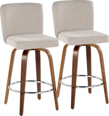 Marcei IV Beige Swivel Counter Height Stool, Set of 2