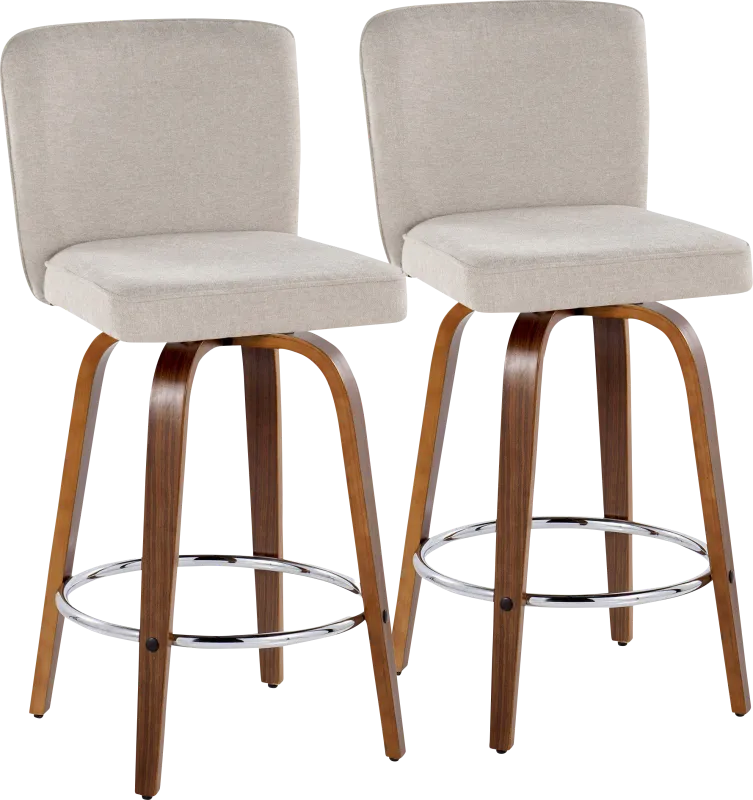 Marcei IV Beige Swivel Counter Height Stool, Set of 2