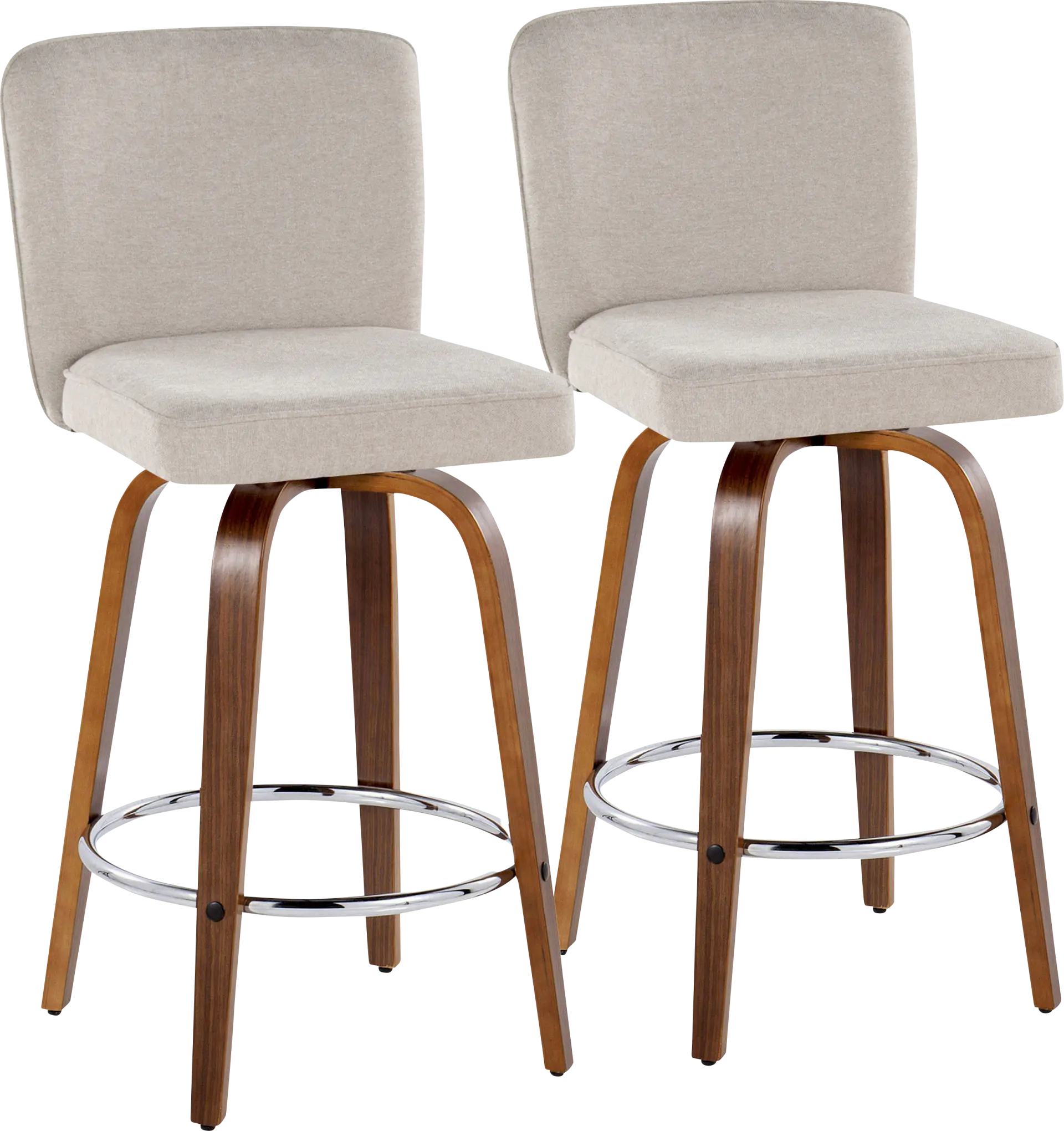 Marcei IV Beige Swivel Counter Height Stool, Set of 2