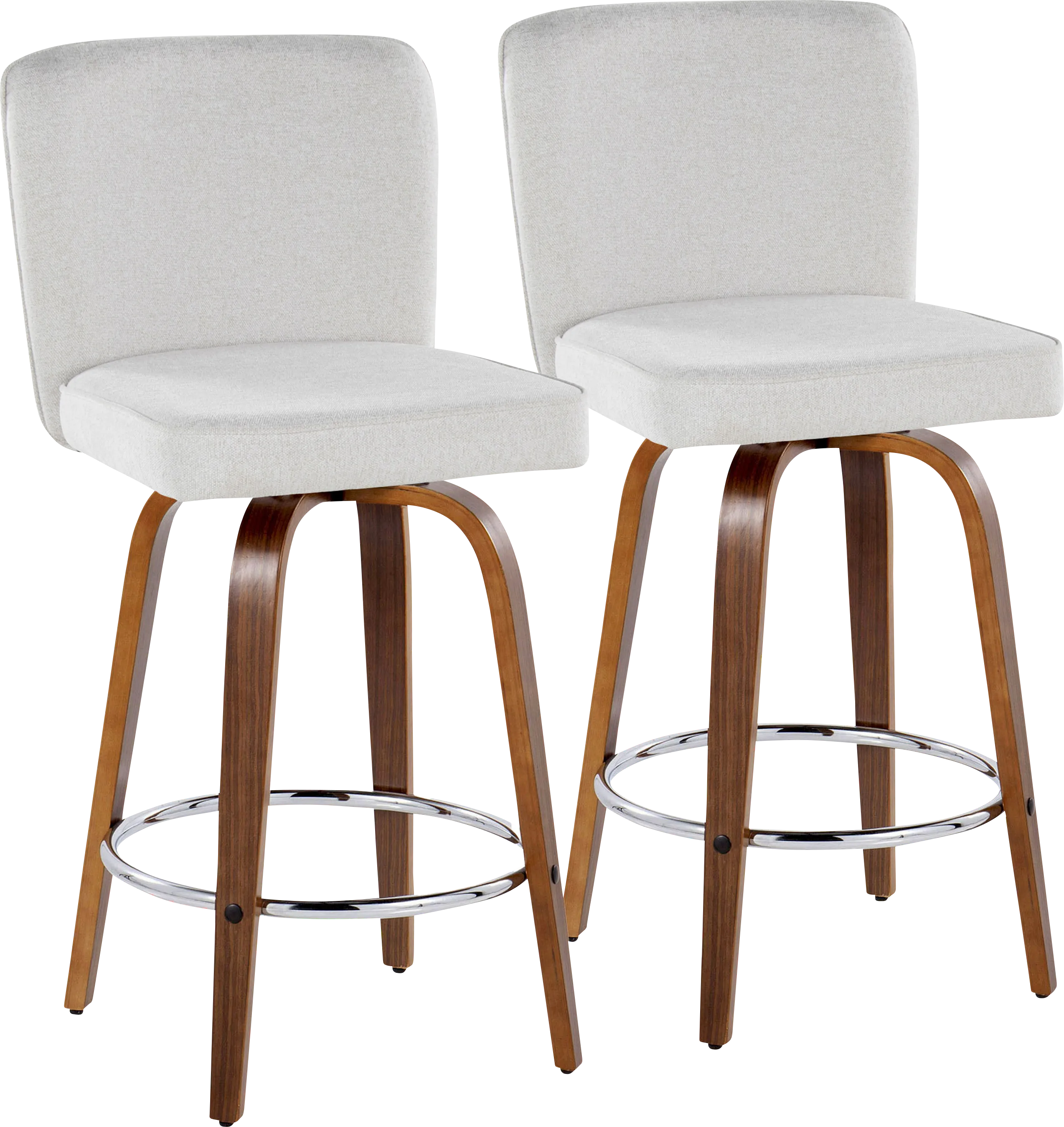 Marcei IV White Swivel Counter Height Stool, Set of 2