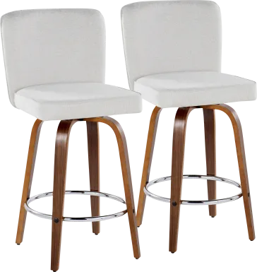 Marcei IV White Swivel Counter Height Stool, Set of 2