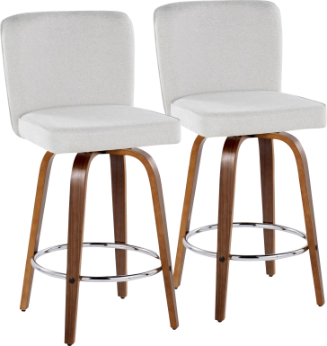 Marcei IV White Swivel Counter Height Stool, Set of 2