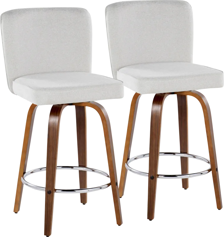 Marcei IV White Swivel Counter Height Stool, Set of 2