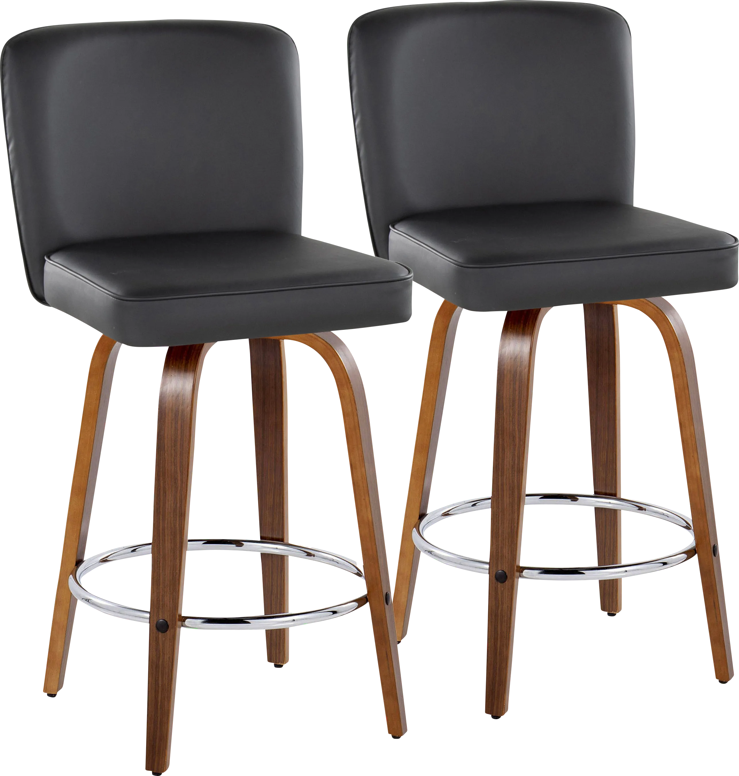 Marcei IV Black Swivel Counter Height Stool, Set of 2