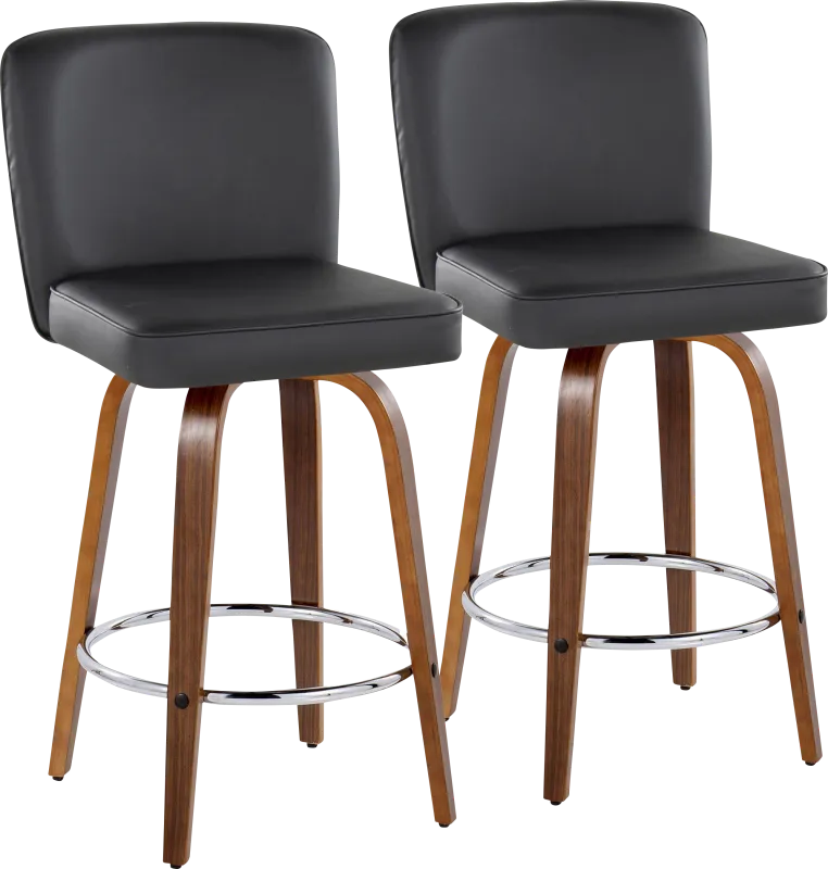 Marcei IV Black Swivel Counter Height Stool, Set of 2