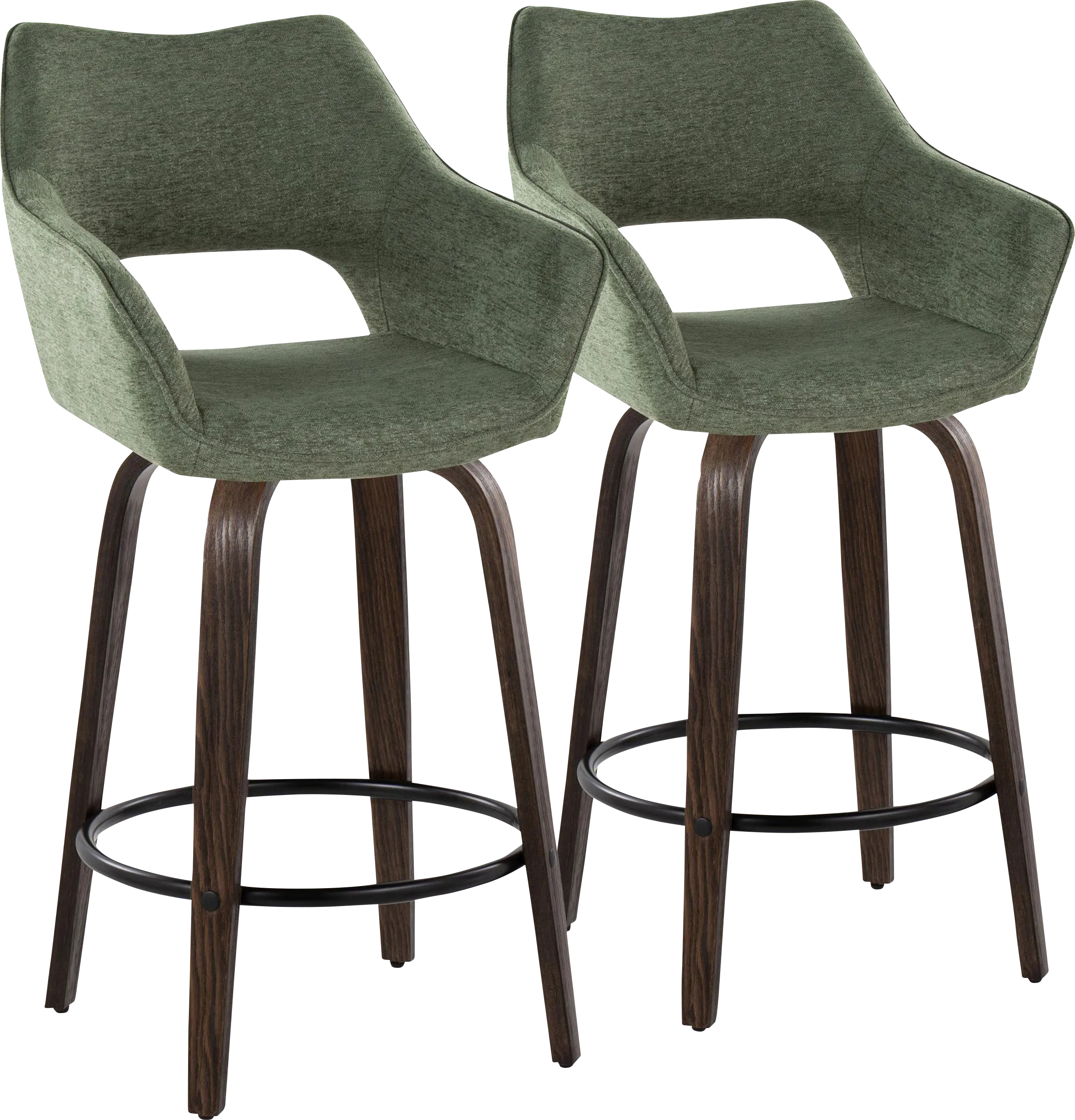 Ovur I Green Swivel Counter Height Stool, Set of 2 - Thumbnail - Image 1