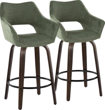 Ovur I Green Swivel Counter Height Stool, Set of 2