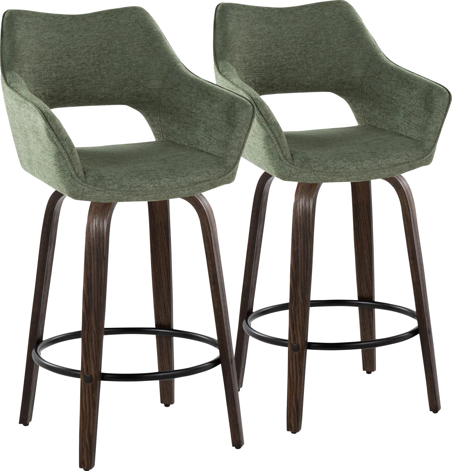 Ovur I Green Swivel Counter Height Stool, Set of 2