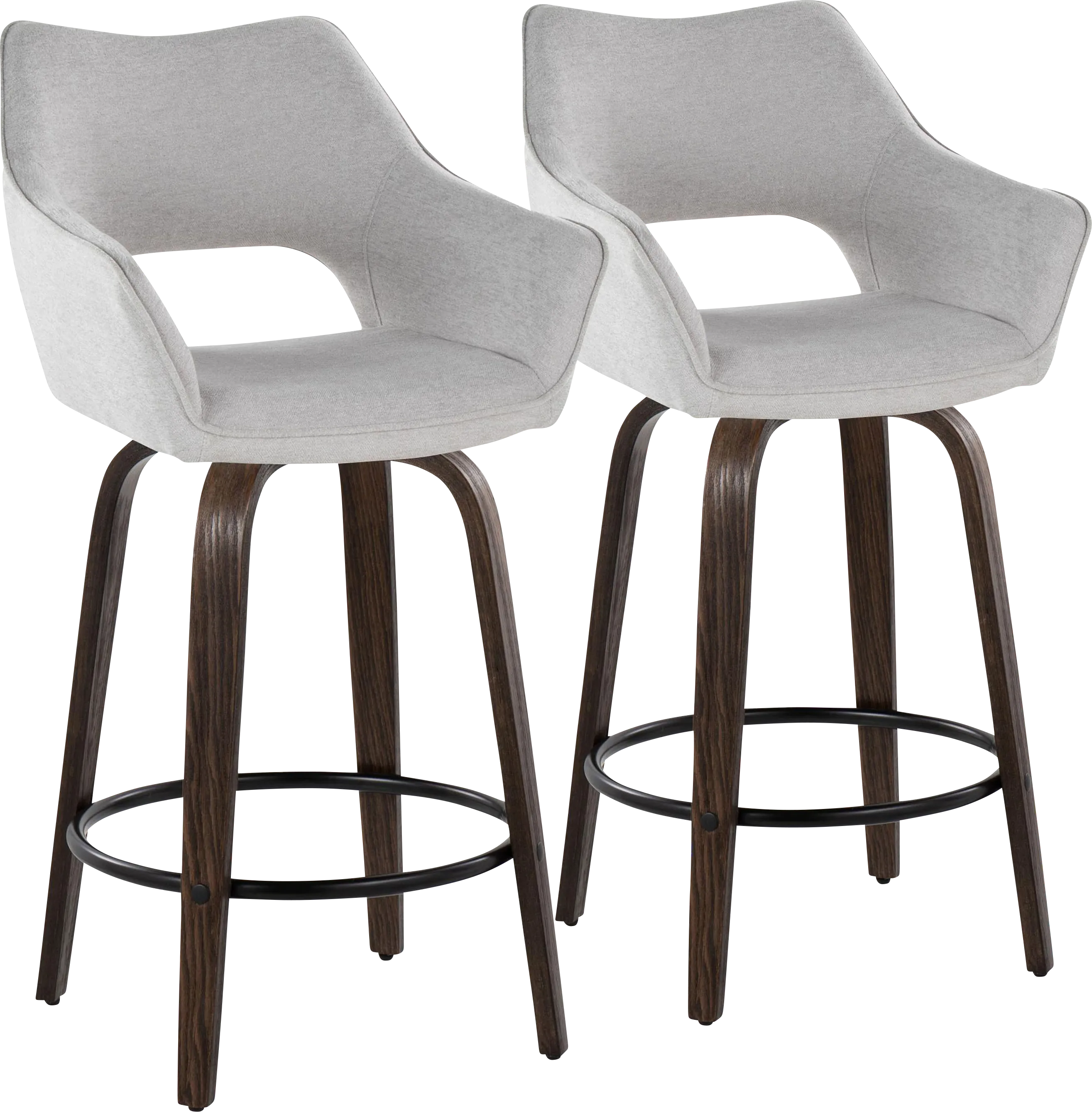 Ovur I Gray Swivel Counter Height Stool, Set of 2